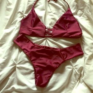 Burgundy cheeky bikini